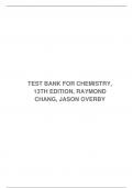 TEST BANK FOR CHEMISTRY, 13TH EDITION, RAYMOND CHANG, JASON OVERBY