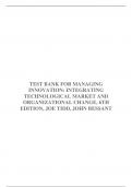 TEST BANK FOR MANAGING INNOVATION: INTEGRATING TECHNOLOGICAL MARKET AND ORGANIZATIONAL CHANGE, 6TH EDITION, JOE TIDD, JOHN BESSANT