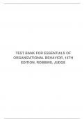 TEST BANK FOR ESSENTIALS OF ORGANIZATIONAL BEHAVIOR, 14TH EDITION, ROBBINS, JUDGE