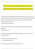 ATI Community Health Nursing Final Exam Questions and Answers 2024 / 2025 | 100% Verified Answers