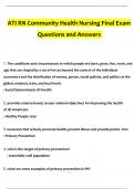 ATI RN Community Health Nursing Final Exam  Questions and Answers 2024 / 2025 | 100% Verified Answers