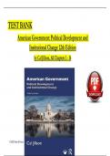 TEST BANK For American Government: Political Development and Institutional Change 12th Edition by Cal Jillson, Verified Chapters 1 - 16, Complete Newest Version