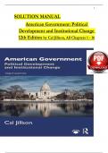 SOLUTION MANUAL For American Government: Political Development and Institutional Change 12th Edition by Cal Jillson, Verified Chapters 1 - 16, Complete Newest Version