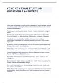 CCMC CCM EXAM STUDY 2024 QUESTIONS & ANSWERS&excl;&excl;