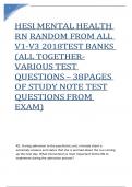 HESI RN MENTAL HEALTH 2018 V1 V2 V3 38 PAGES OF QUESTIONS AND ANSWERS FROM TEST.
