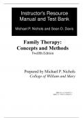 Test Bank For Family Therapy Concepts and Methods, 12th Edition by Michael N.A Nichols, Sean D. Davis