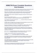 NIMS&sol;700 Exam Complete Questions And Answers
