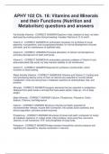 APHY 102 Ch. 18: Vitamins and Minerals  and their Functions (Nutrition and  Metabolism) questions and answers