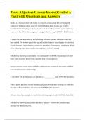 Texas Adjusters License Exam &lpar;Graded A Plus&rpar; with Questions and Answers