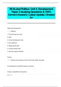 IB GLobal Politics: Unit 3- Development  Paper 2 studying Questions & 100%  Correct Answers | Latest Update | Graded  A+