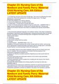Chapter 23&colon; Nursing Care of the  Newborn and Family Perry&colon; Maternal  Child Nursing Care&comma; 6th Edition LATEST UPDATE