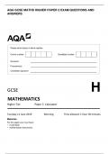 AQA GCSE MATHS HIGHER PAPER 2 EXAM QUESTIONS AND  ANSWERS