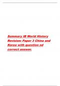 Summary IB World History Revision: Paper 3 China and Korea with question nd correct answer