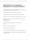 BUS 140 Exam 1 Ch 1 Operations Management: An Integrated Approach QUESTIONS AND 100% CORRECT ANSWERS 2024