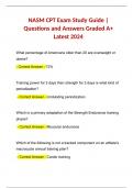 NASM CPT Exam Study Guide | Questions and Answers Graded A+ Latest 2024