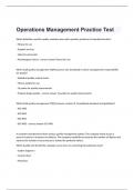 Operations Management Practice Test exam questions and complete correct answers 2024