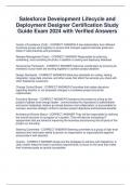 Salesforce Development Lifecycle and  Deployment Designer Certification Study  Guide Exam 2024 with Verified Answers