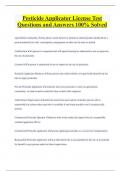 Pesticide Applicator License Test  Questions and Answers 100&percnt; Solved