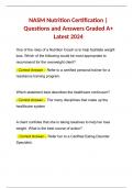 NASM Nutrition Certification | Questions and Answers Graded A+ Latest 2024