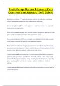 Pesticide Applicators License &ndash; Core Questions and Answers 100&percnt; Solved