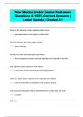 New Mexico broker basics final exam  Questions & 100% Correct Answers |  Latest Update | Graded A+