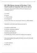 BSC 2086 (Human Anatomy & Physiology 2 Lab) Final Exam Review Questions with correct answers