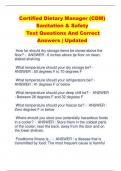 Certified Dietary Manager (CDM) Sanitation & Safety Test Questions And Correct  Answers | Updated
