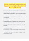 Colorado Life & Health Insurance State Law Supplement Practice Exam Questions and Answers 100&percnt; Correct