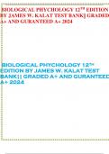 BIOLOGICAL PHYCHOLOGY 12TH EDITION BY JAMES W. KALAT TEST BANK|| GRADED A+ AND GURANTEED A+ 2024