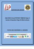 AQA 2023 A-level PHYSICS 7408/3A Paper 3  Section A Question Paper & Mark scheme