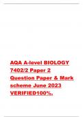 AQA A-level BIOLOGY 7402&sol;2 Paper 2