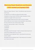 Discovery Exam Questions and Answers &vert; 100&percnt; Verified and Updated 2024