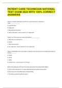 PATIENT CARE TECHNICIAN NATIONAL TEST EXAM 2024 WITH 100&percnt; CORRECT ANSWERS
