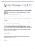 Essentials of Nursing Leadership CH15 7e correctly answered