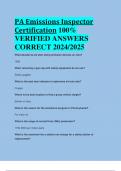 PA Emissions Inspector Certification 100%  VERIFIED ANSWERS  CORRECT 2024/2025