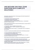 UNE BIOCHEM 1005 FINAL EXAM QUESTIONS WITH COMPLETE SOLUTIONS!!