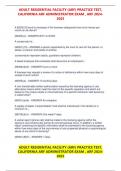 ADULT RESIDENTIAL FACILITY &lpar;ARF&rpar; PRACTICE TEST&comma;  CALIFORNIA ARF ADMINISTRATOR EXAM&comma; ARF 2024- 2025