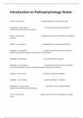 Introduction to Pathophysiology Notes Written Assessment Test And Verified Answers&sol;2024&period;