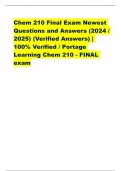 Chem 210 Final Exam Newest Questions and Answers (2024 / 2025) (Verified Answers) | 100% Verified / Portage Learning Chem 210 - FINAL exam