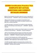 CEHRS Certification Practice Test COMPLETE SET ACTUAL QUESTIONS AND CORRECT  DETAILED ANSWERS