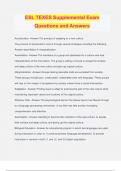 ESL TEXES Supplemental Exam Questions and Answers