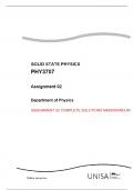PHY3707 Assignment 2  COMPLETE SOLUTIONS UNIQUE NUMBER 666322 UNISA 2024 SOLID STATE PHYSICS