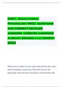 D307 - Educational Psychology WGU questions and correct detailed answers &lpar;verified answers&rpar; already graded a&plus;&vert;&vert; newest 2024