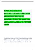 D307 - Educational Psychology WGU questions and correct detailed answers (verified answers) already graded a+|| newest 2024