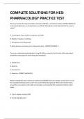 COMPLETE SOLUTIONS FOR HESI PHARMACOLOGY PRACTICE TEST 