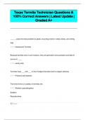 Texas Termite Technician Questions &  100% Correct Answers | Latest Update |  Graded A+