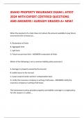 IDAHO PROPERTY INSURANCE EXAM L ATEST  2024 WITH EXPERT CERTIFIED QUESTIONS  AND ANSWERS I ALREADY GRADED A&plus; NEW&excl;