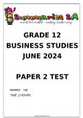 Grade 12 Business Studies (BS) June Paper 2 and Memo - 2024