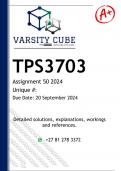 TPS3703 Assignment 50 (PORTFOLIO DETAILED ANSWERS) 2024 - DISTINCTION GUARANTEED