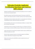 Nebraska Pesticide Applicator  Certification Questions and Answers  100&percnt; Solved